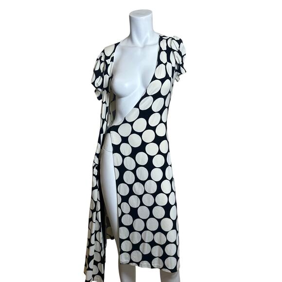 Diane Von Furstenberg Black & White Wrap Jersey Stretch Dress sz 8 Flawed - Picture 3 of 11